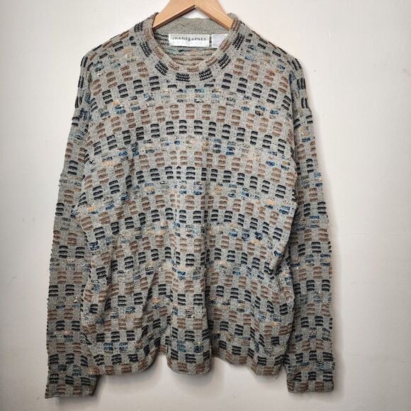 Vintage Jhane Barnes Sweater Textured Wool 80s 90s Mens Medium Dad Grandpa Golf - Picture 11 of 12